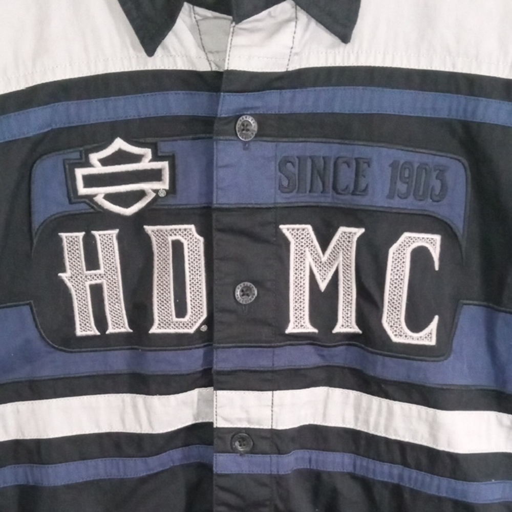 Harley-Davidson Black Short Sleeve Button Down Shop Shirt Men’s Large - Picture 2 of 6